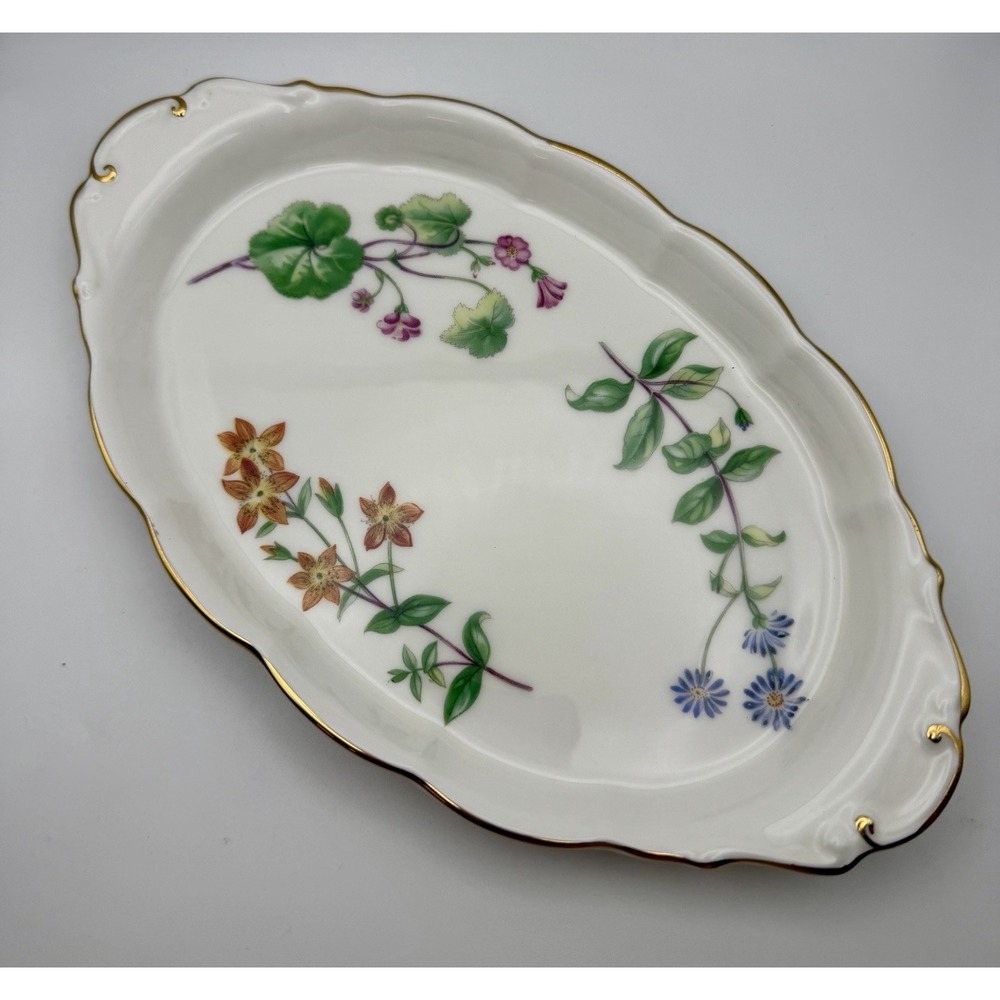 Royal Kent Staffordshire England Bone China Oval Floral Serving Tray Platter 10"